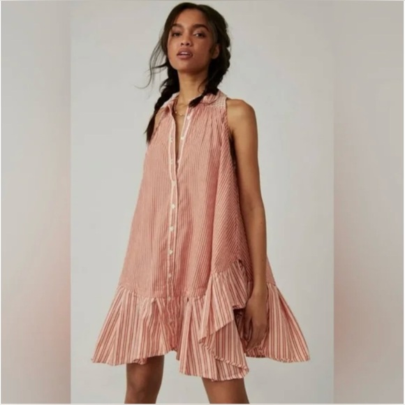 Free People Dresses & Skirts - **NWOT* FREE PEOPLE BE REAL STRIPED MINI SHIRT DRESS